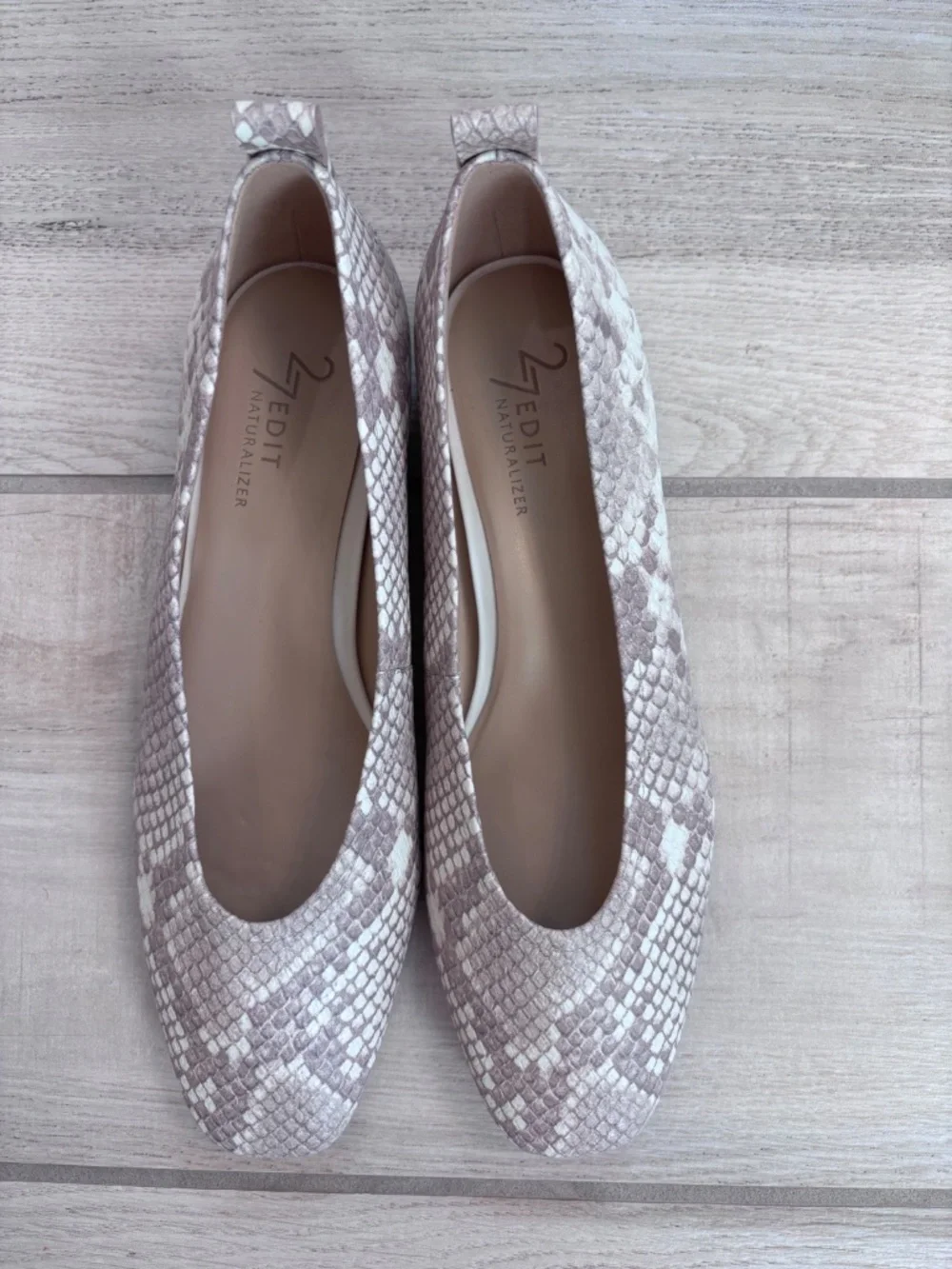 Naturalizer 27 EDIT Carla Snake Print Square Toe Ballet Flats Size 6.5 NWOT